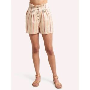 Joie Maelina High Waisted Striped Linen Shorts - XS, Porcelain